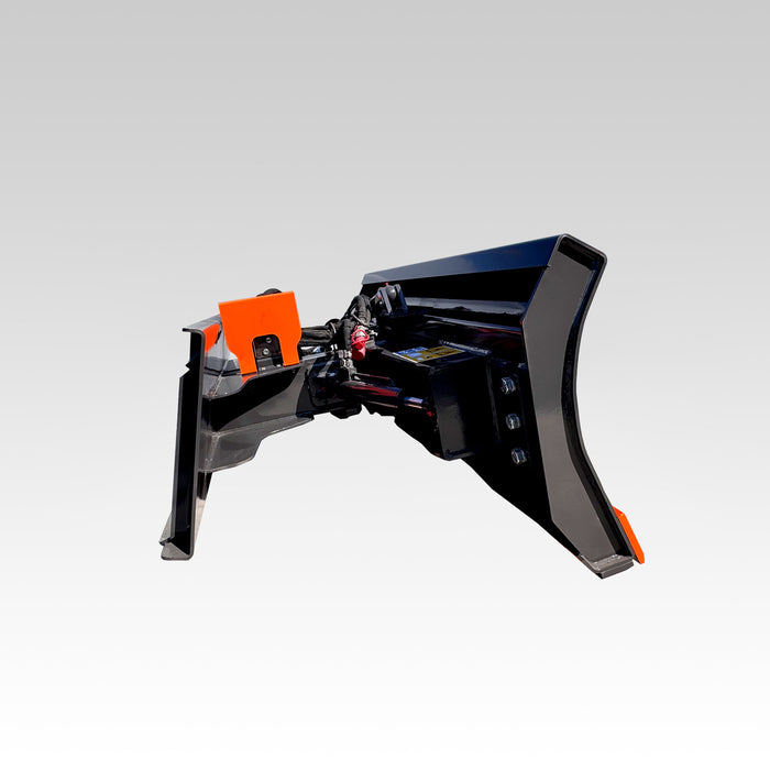 SIBOM Skid Steer Snow Blade, 30° Hydraulic Angling, Depth Shoes, Trip Spring