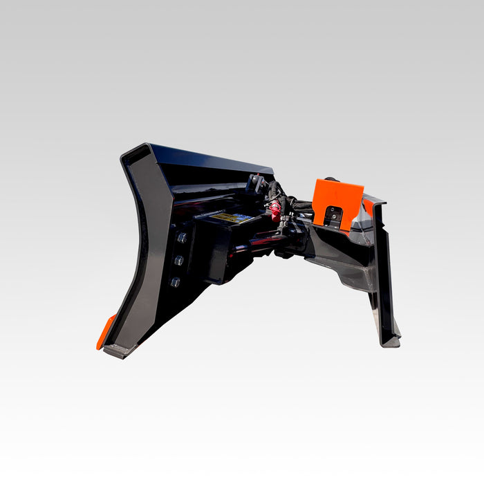 SIBOM Skid Steer Snow Blade, 30° Hydraulic Angling, Depth Shoes, Trip Spring