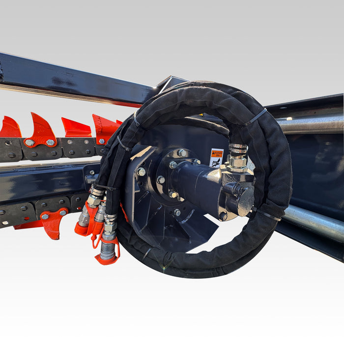 SIBOM Skid Steer Trencher, Side Discharge Auger, Hydraulic or Manual Side-Shift, Tungsten Teeth