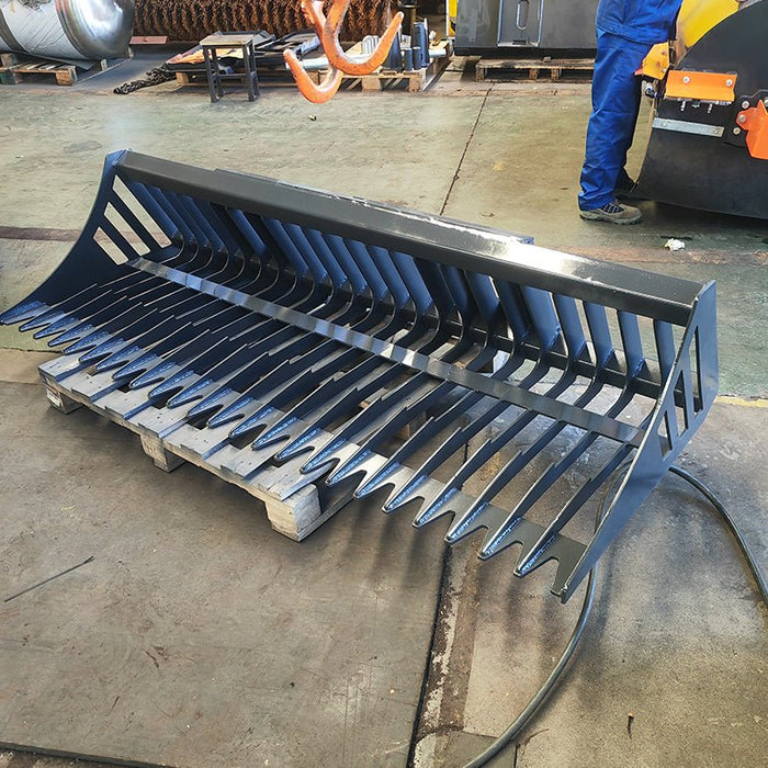 Sibom Skid Steer Skeleton Rock Bucket, 2.36" Tine Spacing, reinforced tines - Sibom Industry
