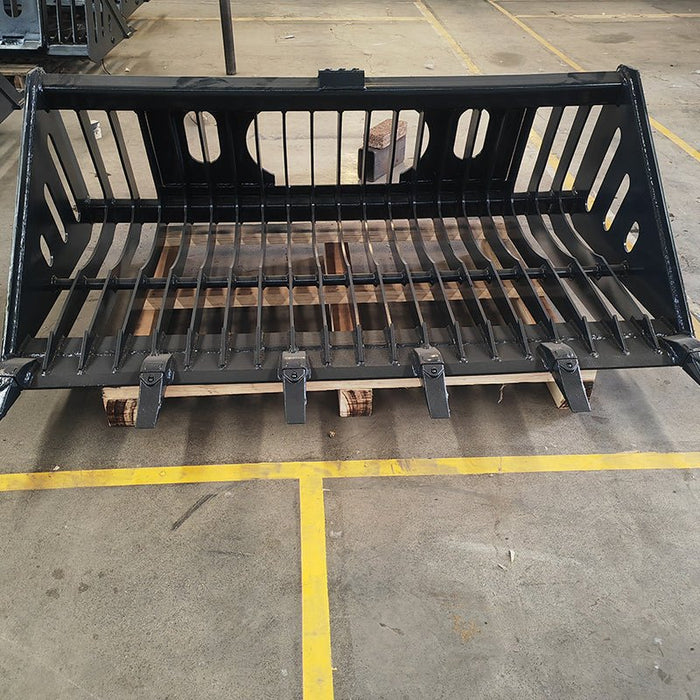 Sibom Skid Steer Skeleton Rock Bucket, 2.36" Tine Spacing, reinforced tines - Sibom Industry