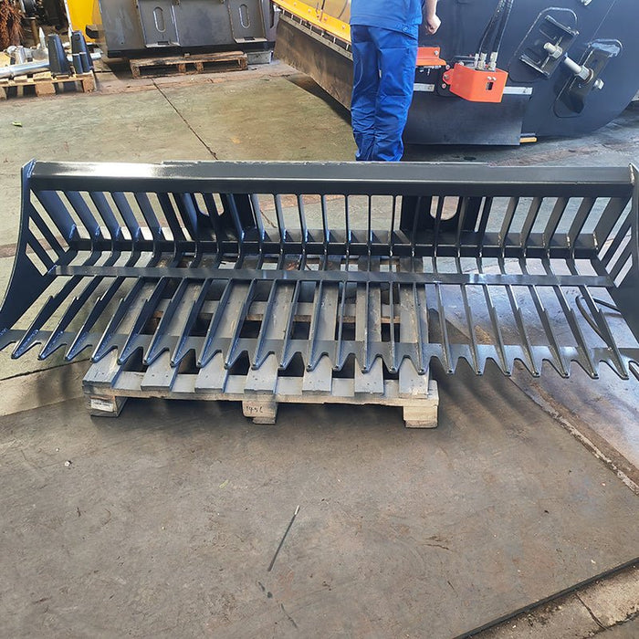 Sibom Skid Steer Skeleton Rock Bucket, 2.36" Tine Spacing, reinforced tines - Sibom Industry