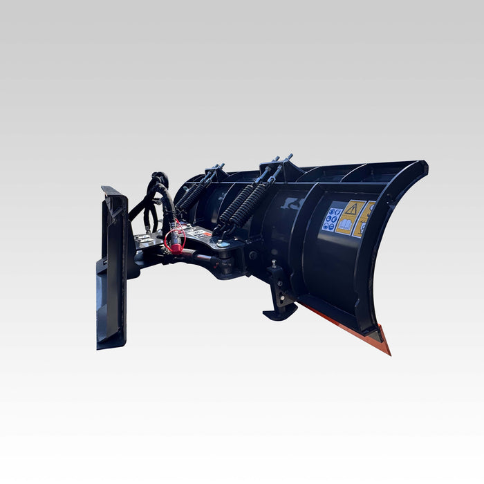 SIBOM Skid Steer Snow Blade Attachment, 30° Hydraulic Angling, Adjustable Skid Shoes, NM500 Steel Cutting Edge, Spring-Loaded Trip Mechanism