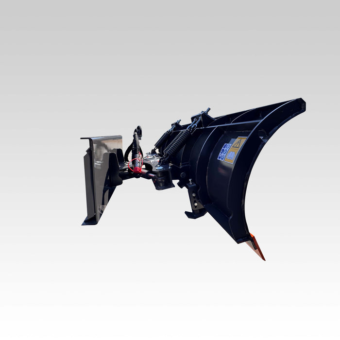 SIBOM Skid Steer Snow Blade Attachment, 30° Hydraulic Angling, Adjustable Skid Shoes, NM500 Steel Cutting Edge, Spring-Loaded Trip Mechanism